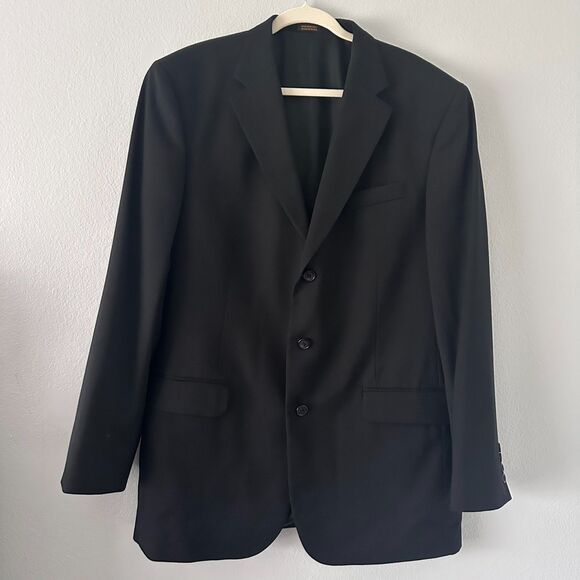 Stafford Blazer Men's 44L Vintage100% Wool Black Sport Jacket Business - Picture 1 of 14